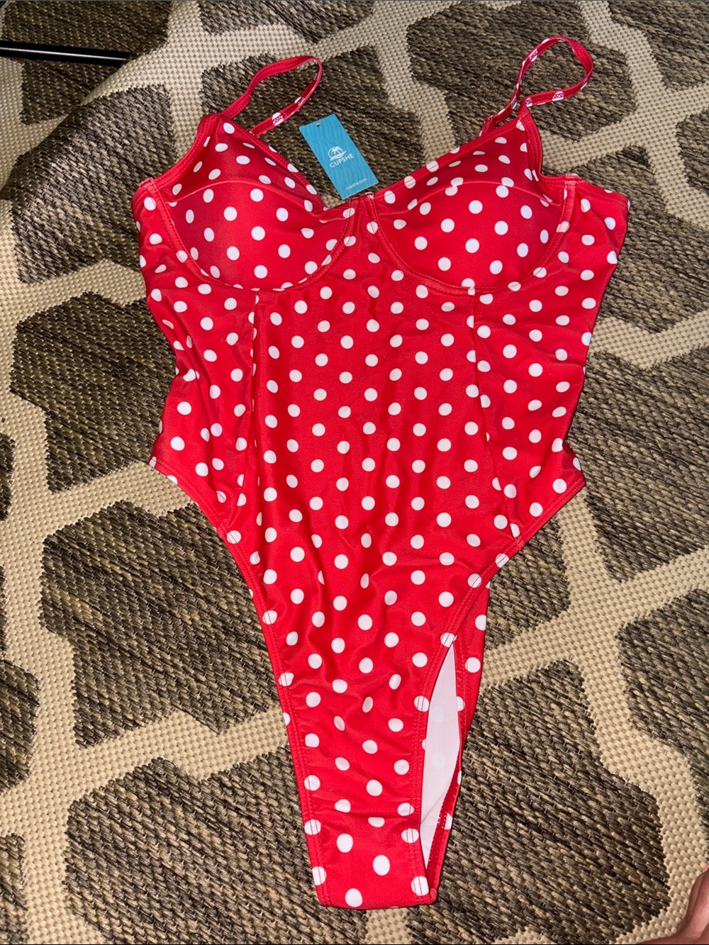 Cupshe Red & White Polka Dot One-Piece Swimsuit - Picture 1 of 4